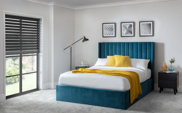 Julian Bowen Langham Scalloped Headboard Storage Bed Teal-Better Bed Company