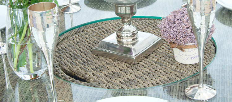 Maze Winchester 8 Seat Oval Ice Bucket Dining Set With Heritage Chairs And Lazy Susan