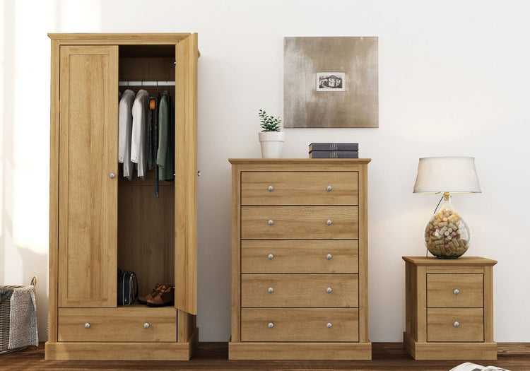 LPD Furniture Devon Oak 2 Door Wardrobe