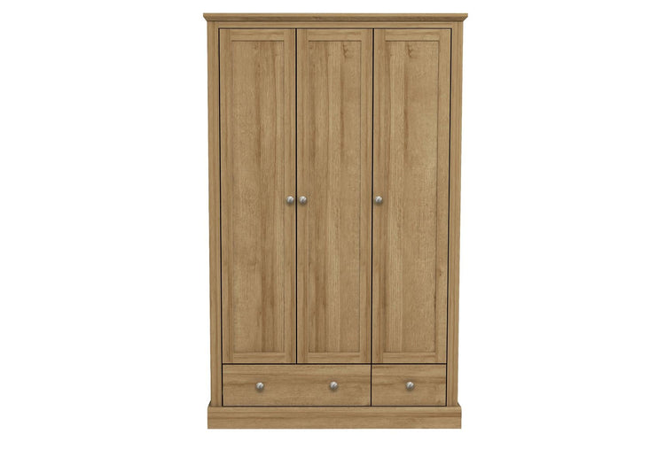 LPD Furniture Devon Oak 3 Door 2 Drawer Wardrobe