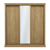 LPD Furniture Devon Oak 3 Door Sliding Mirror Wardrobe