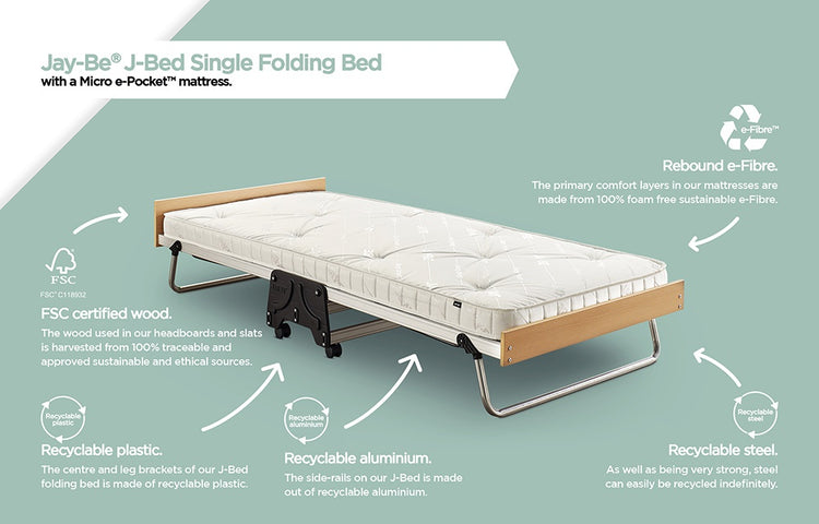 Jay-Be J-Bed Folding Bed with Anti-Allergy Micro e-Pocket Sprung Mattress