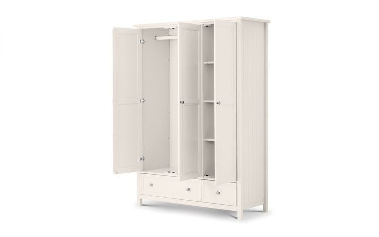 Julian Bowen Maine 3 Door Combination Wardrobe Surf White