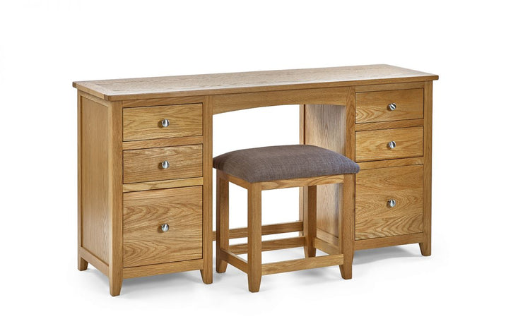 Julian Bowen Mallory Twin Pedestal Dressing Table + Stool Set From Side-Better Bed Company