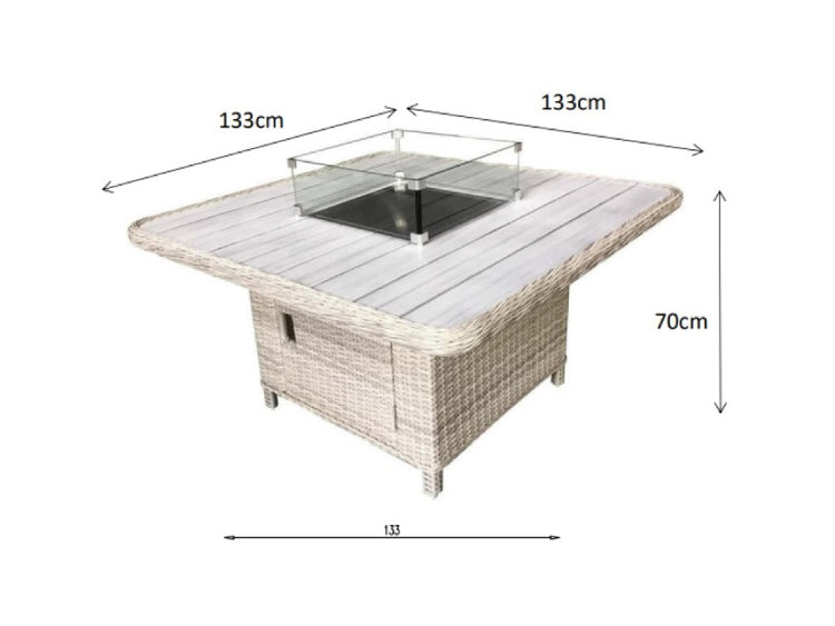 Signature Weave Meghan Corner Dining Sofa With Gas Fire Pit - Creamy Grey