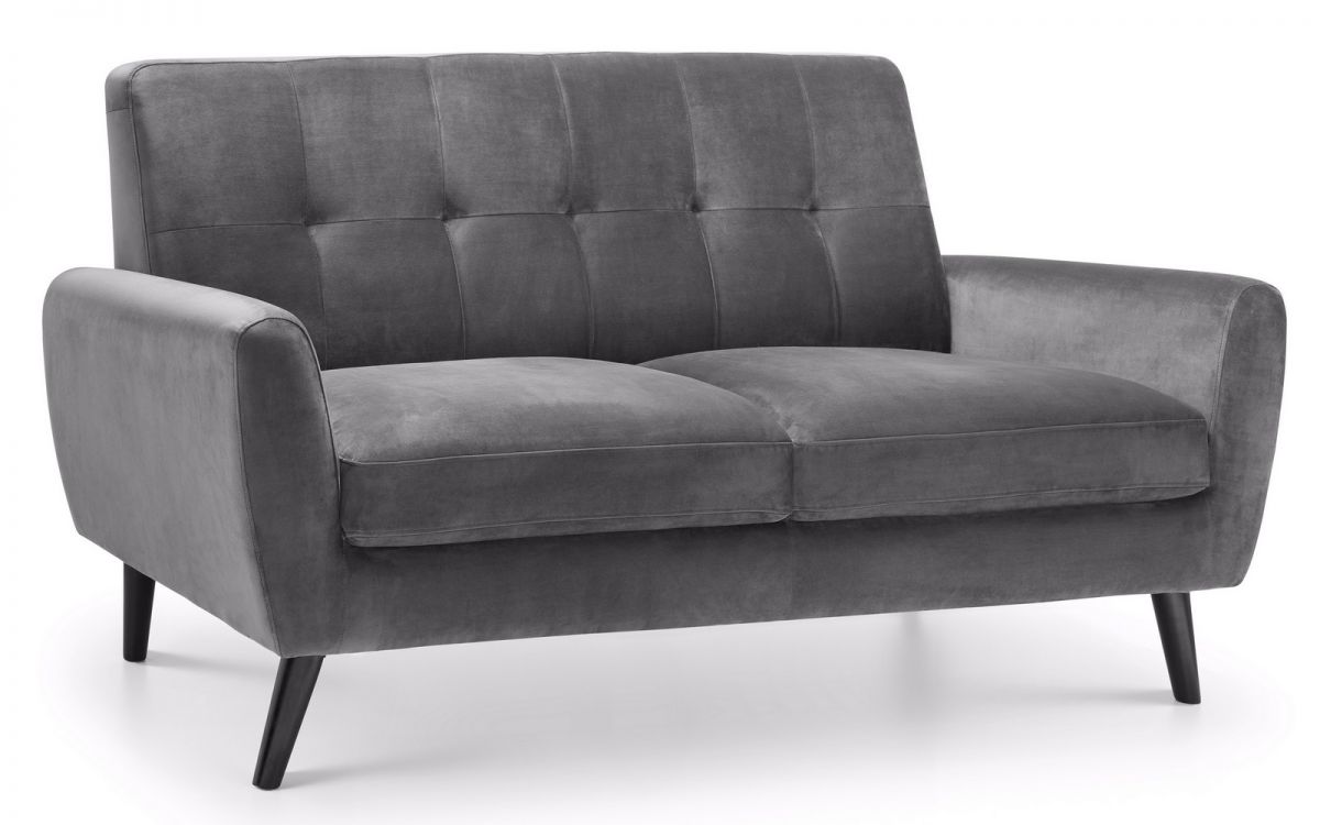 Julian Bowen Monza 2 Seater Sofa Grey Velvet-Better Bed Company