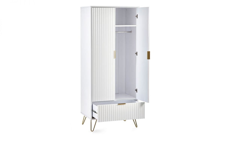 Julian Bowen Murano 2 Door 1 Drawer Wardrobe - Matte White
