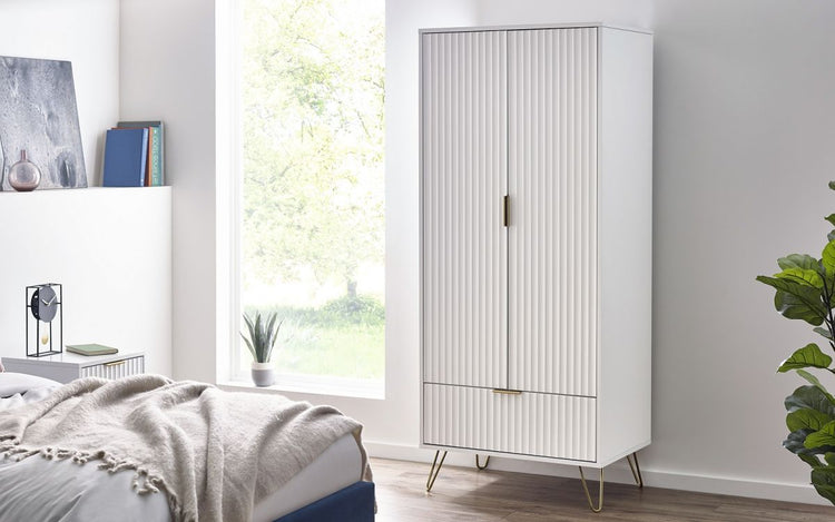 Julian Bowen Murano 2 Door 1 Drawer Wardrobe - Matte White-Better Bed Company