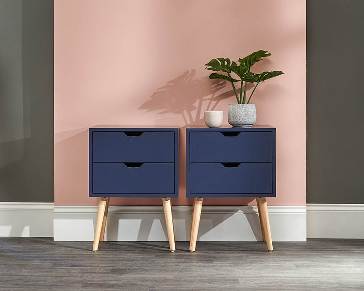 GFW Nyborg 2 Drawer Bedside Blue-Better Bed Company