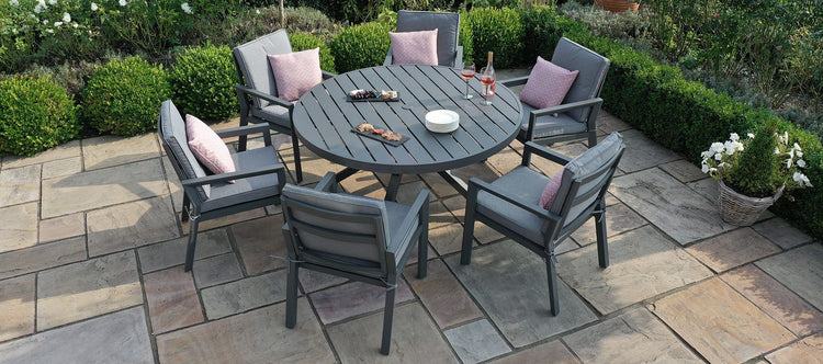 Maze Rattan New York 6 Seat Round Dining Set