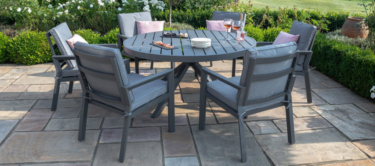 Maze Rattan New York 6 Seat Round Dining Set