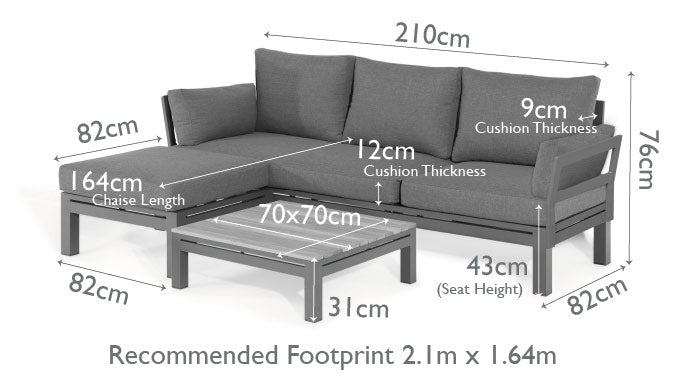 Maze Oslo Chaise Sofa Set With Teak Coffee Table