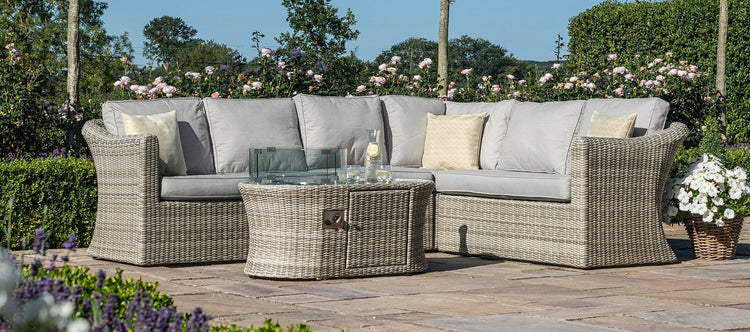 Maze Rattan Oxford Large Corner Sofa With Fire Pit