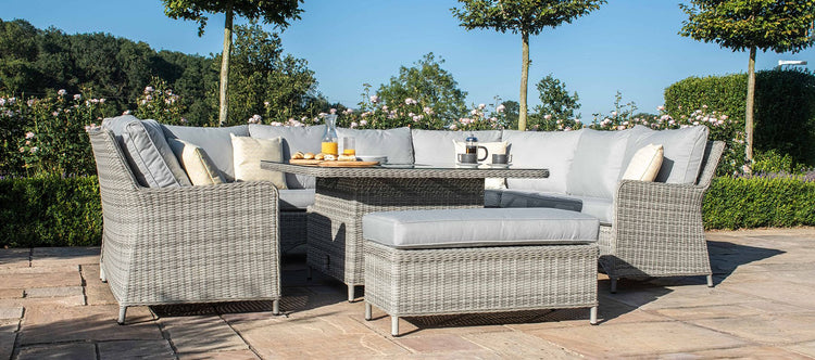 Maze Rattan Oxford Royal U Shaped Sofa Set With Rising Table