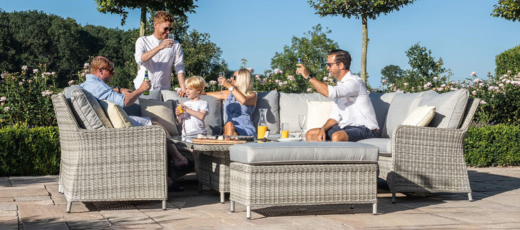 Maze Rattan Oxford Royal U Shaped Sofa Set With Rising Table