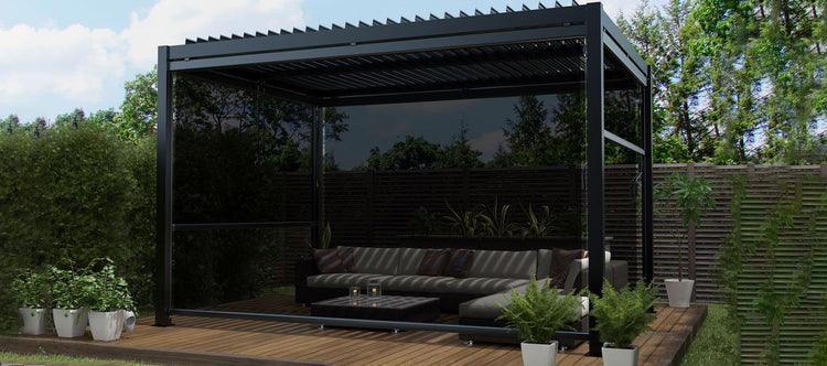 Maze Rattan 3m x 4m Pergola With 4 Drop Sides And LED Lighting-Better Bed Company