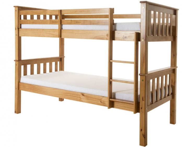 New Kids Porto Bunk Bed And 2 Mattresses Bundle Pine-Better Bed Company