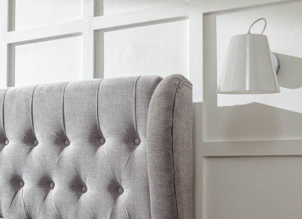 GFW Dakota Ottoman Bed Grey Headboard Wing Close Up-Better Bed Company