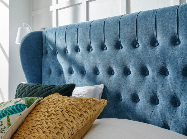 GFW Dakota Ottoman Bed Teal Green Headboard Close Up-Better Bed Company