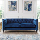 Julian Bowen Sandringham 3 Seater Sofa Blue Velvet-Better Bed Company 