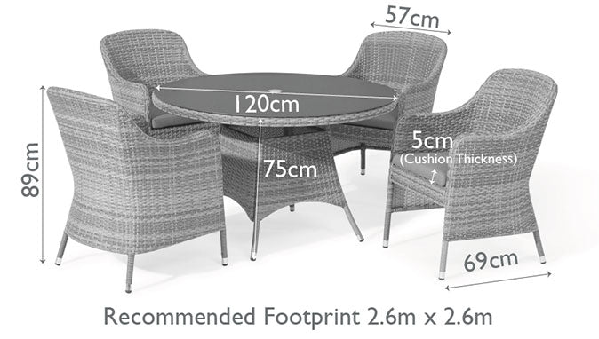 Maze Santorini 4 Seat Round Rattan Dining Set
