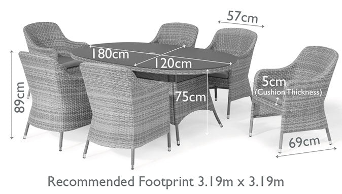 Maze Santorini 6 Seat Oval Rattan Dining Set