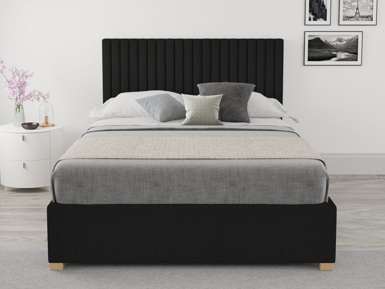 Better Glossop Malham Weave Black Ottoman Bed-Better Bed Company