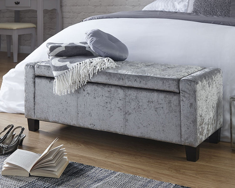 GFW Verona Crushed Velvet Ottoman Storage Bench