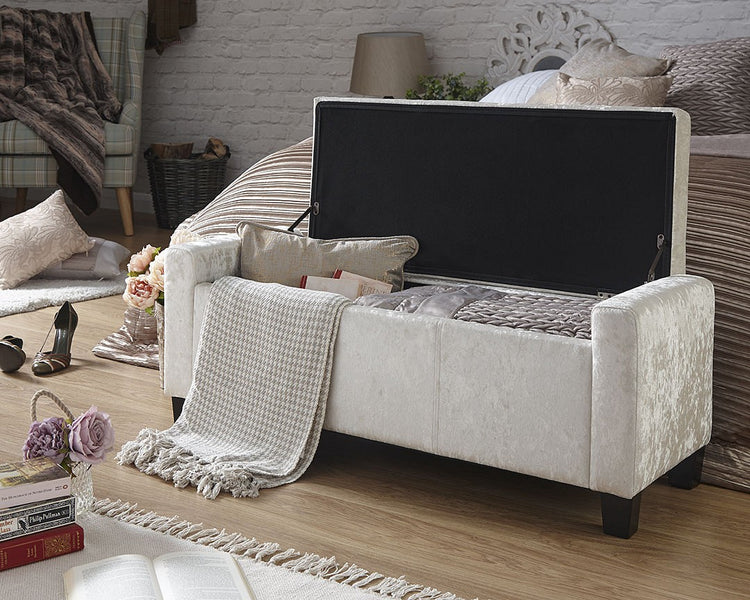 GFW Verona Crushed Velvet Ottoman Storage Bench