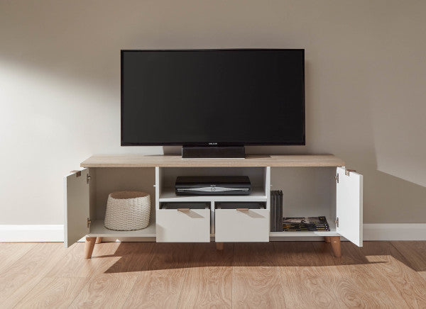 GFW Alma Large TV Unit Doors Open-Better Bed Company