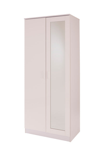 GFW Ottawa 2 Door Wardrobe with Mirror White From Side-Better Bed Company 