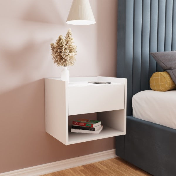 GFW Harmony Wall Mounted Pair Of Bedside Tables White-Better Bed Company 