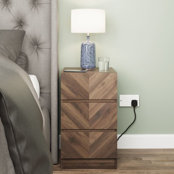 GFW Catania 3 Drawer Bedside Table-Better Bed Company 