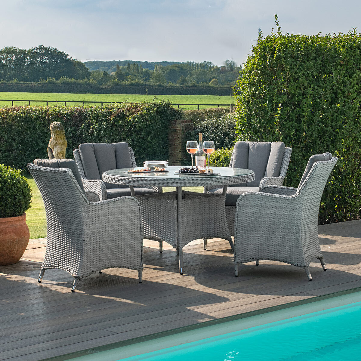 Maze Ascot 4 Seat Round Dining Set-Better Bed Company