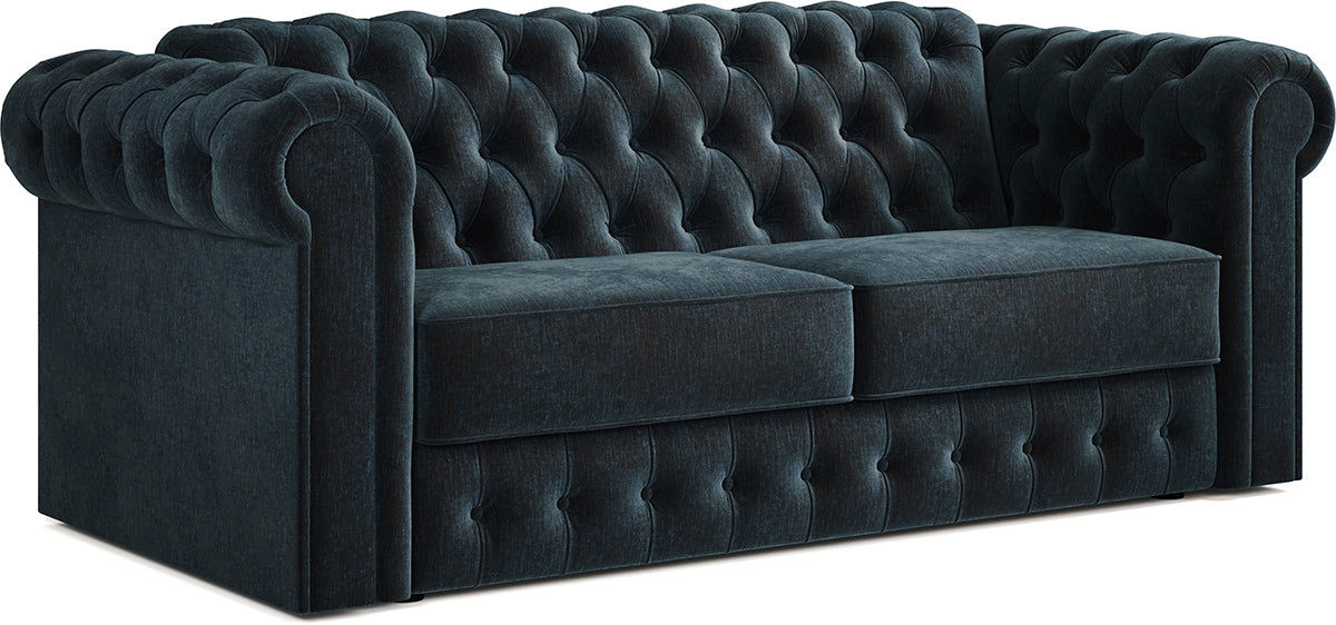 Jay-Be Chesterfield 3 Seater Sofa Bed with Deep e-Sprung™ Mattress CosyChenille-Cobalt-Better Bed Company