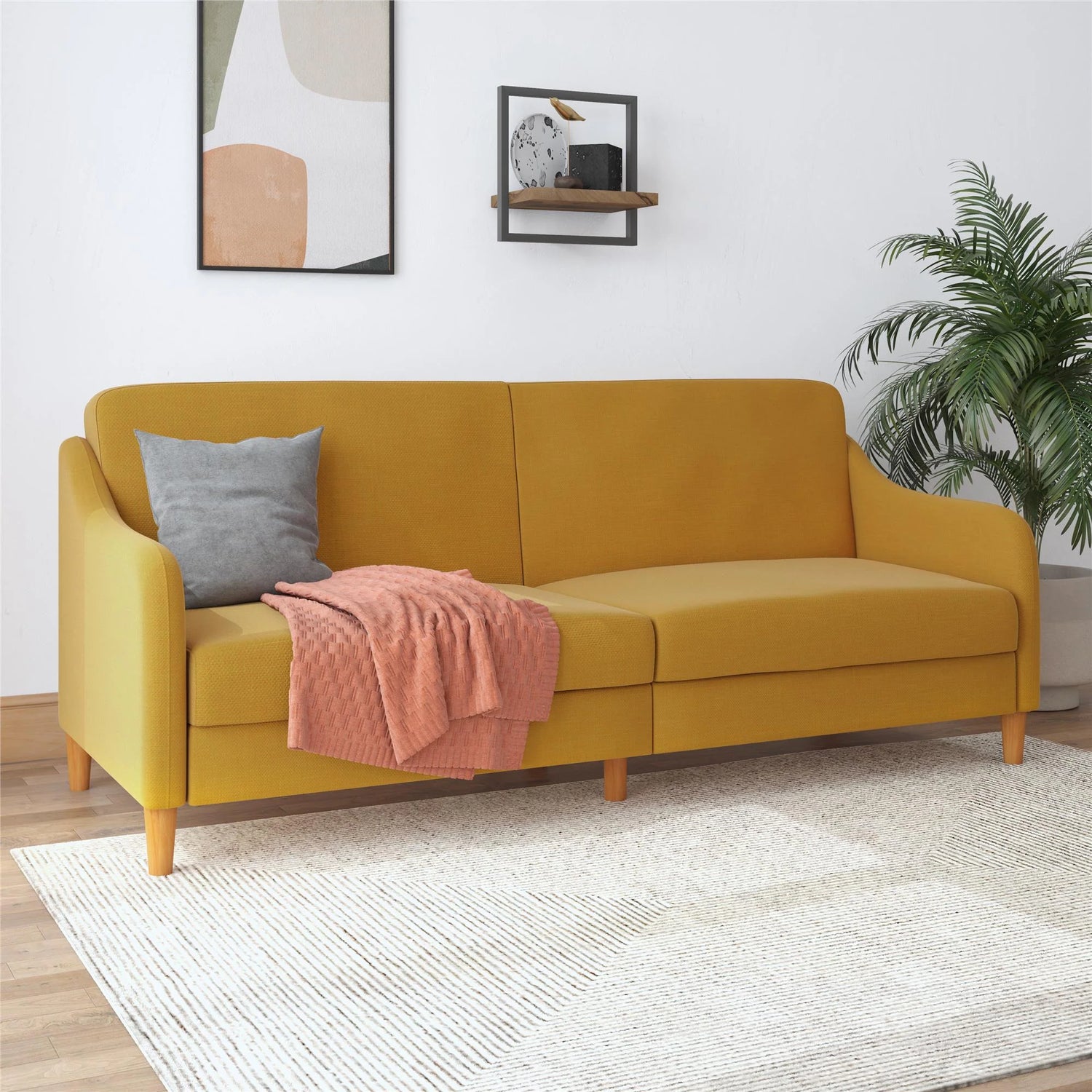 Dorel Home Jasper Sprung Sofa Bed Mustard-Better Bed Company