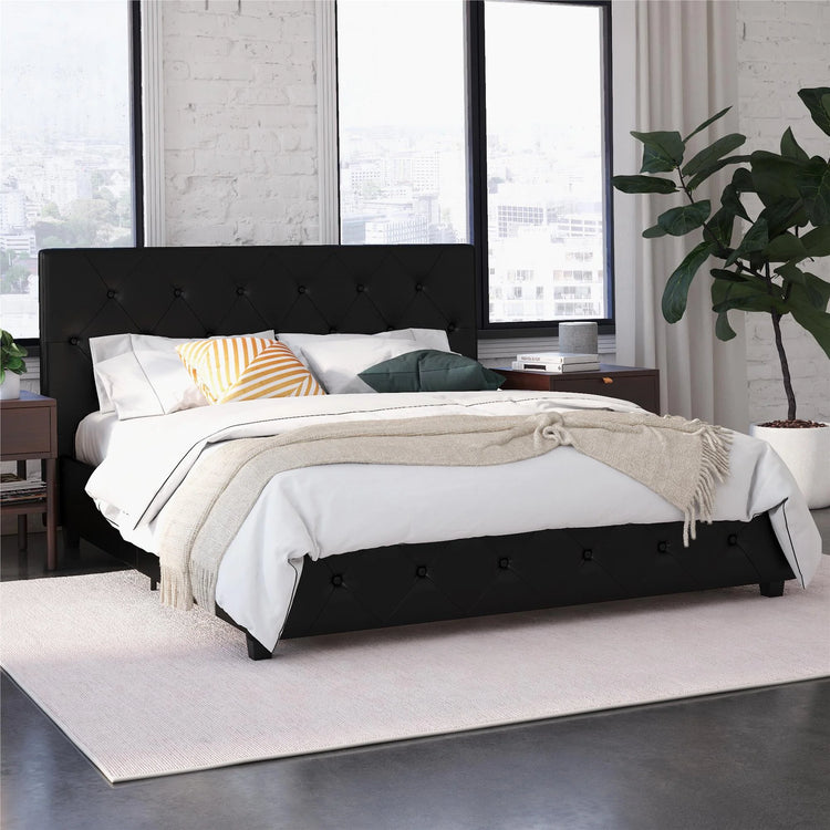 Dorel Home Dakota Upholstered Bed Black PU Double-Better Bed Company