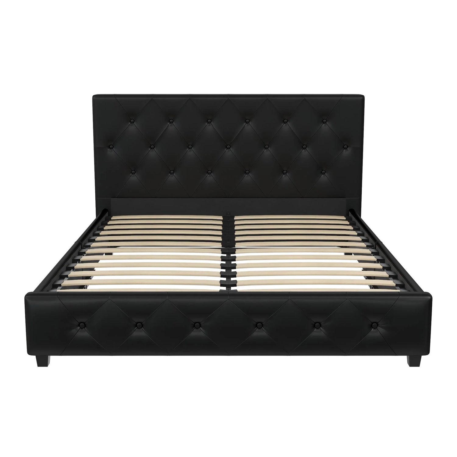 Dorel Home Dakota Upholstered Bed Black PU King Size Slats-Better Bed Company