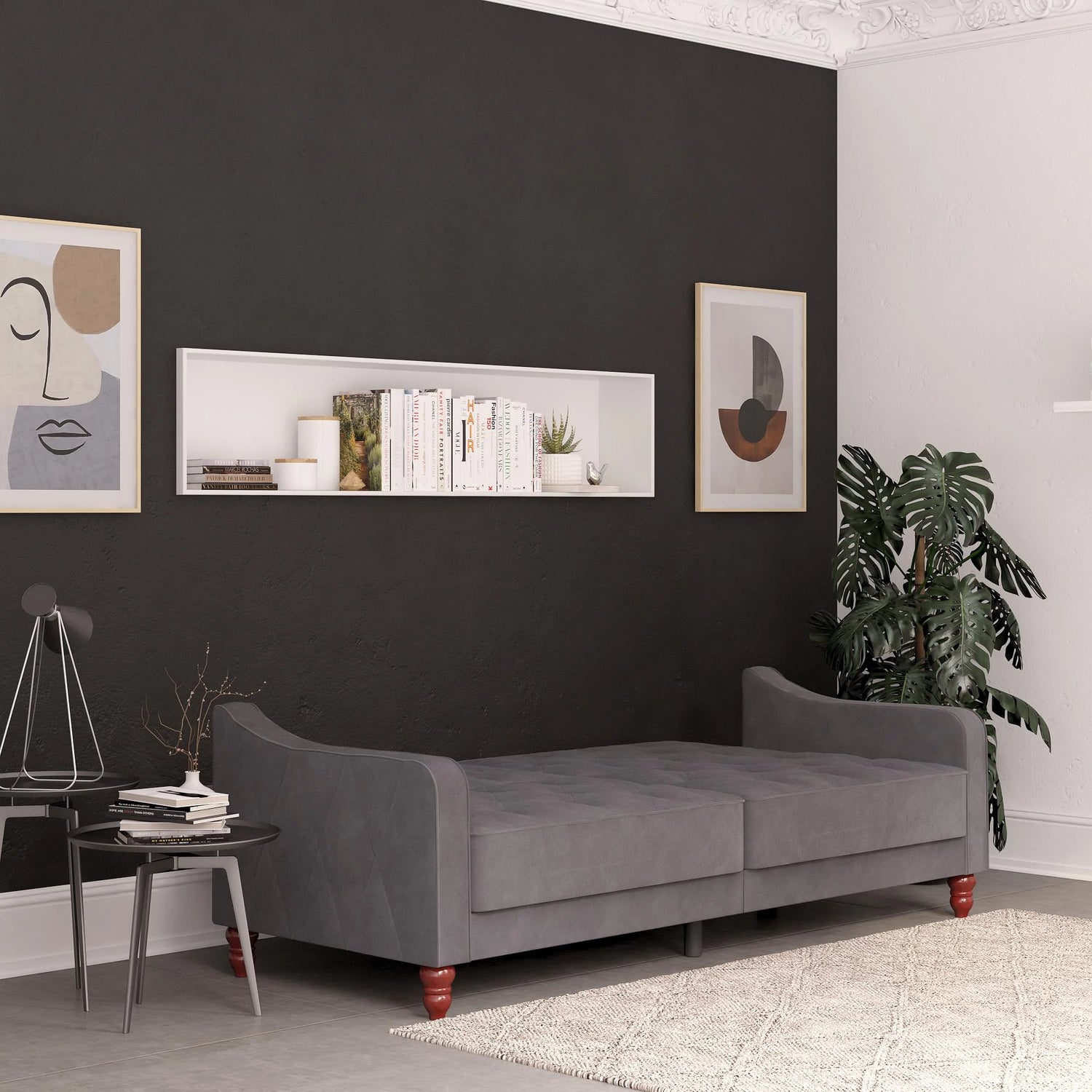 Novogratz Vintage Tufted Futon Grey As A Bed-Better Bed Company