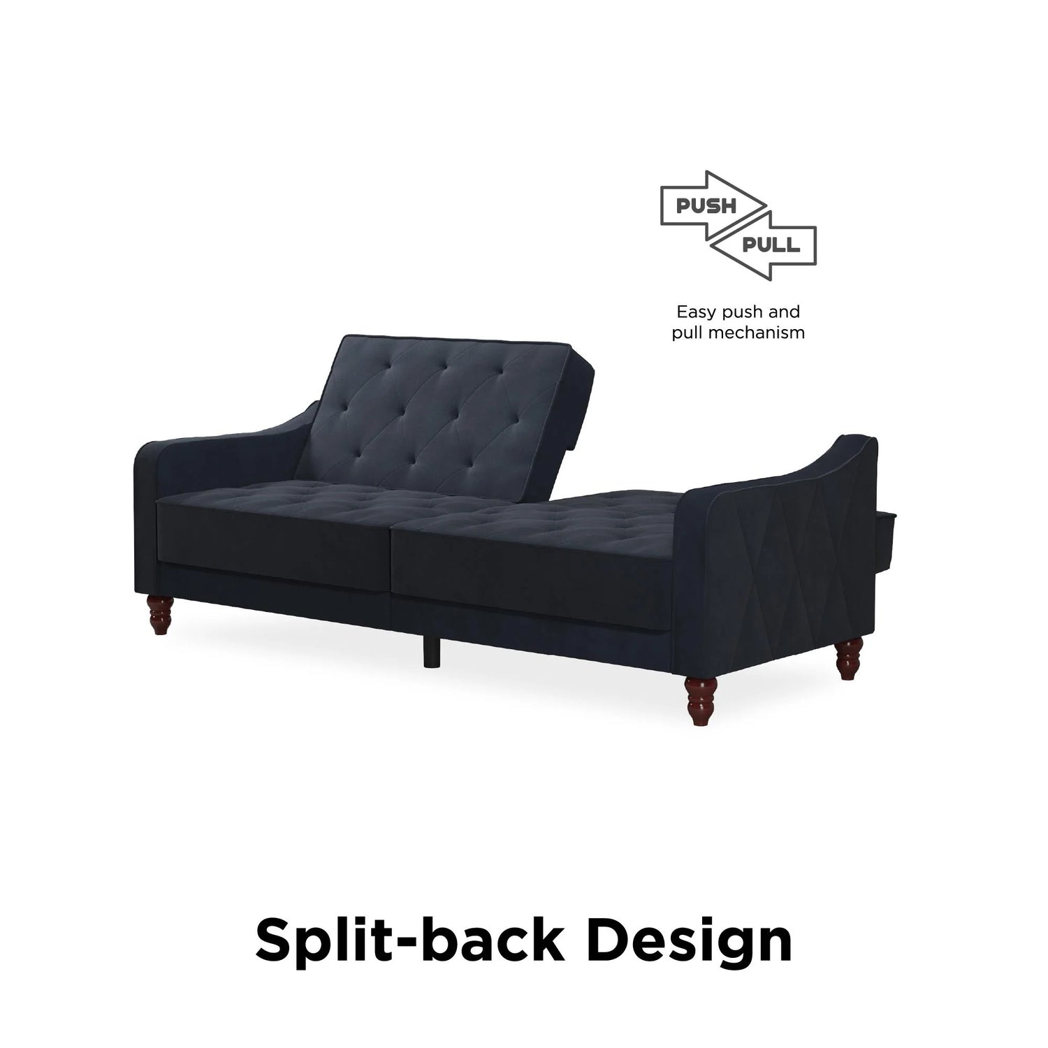Novogratz Vintage Tufted Futon 1 Side Flipped Back-Better Bed Company