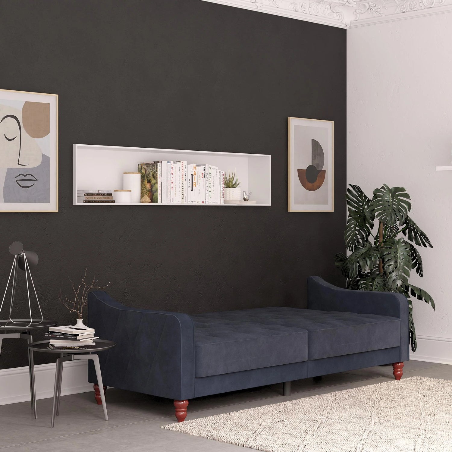 Novogratz Vintage Tufted Futon Blue As A Bed-Better Bed Company