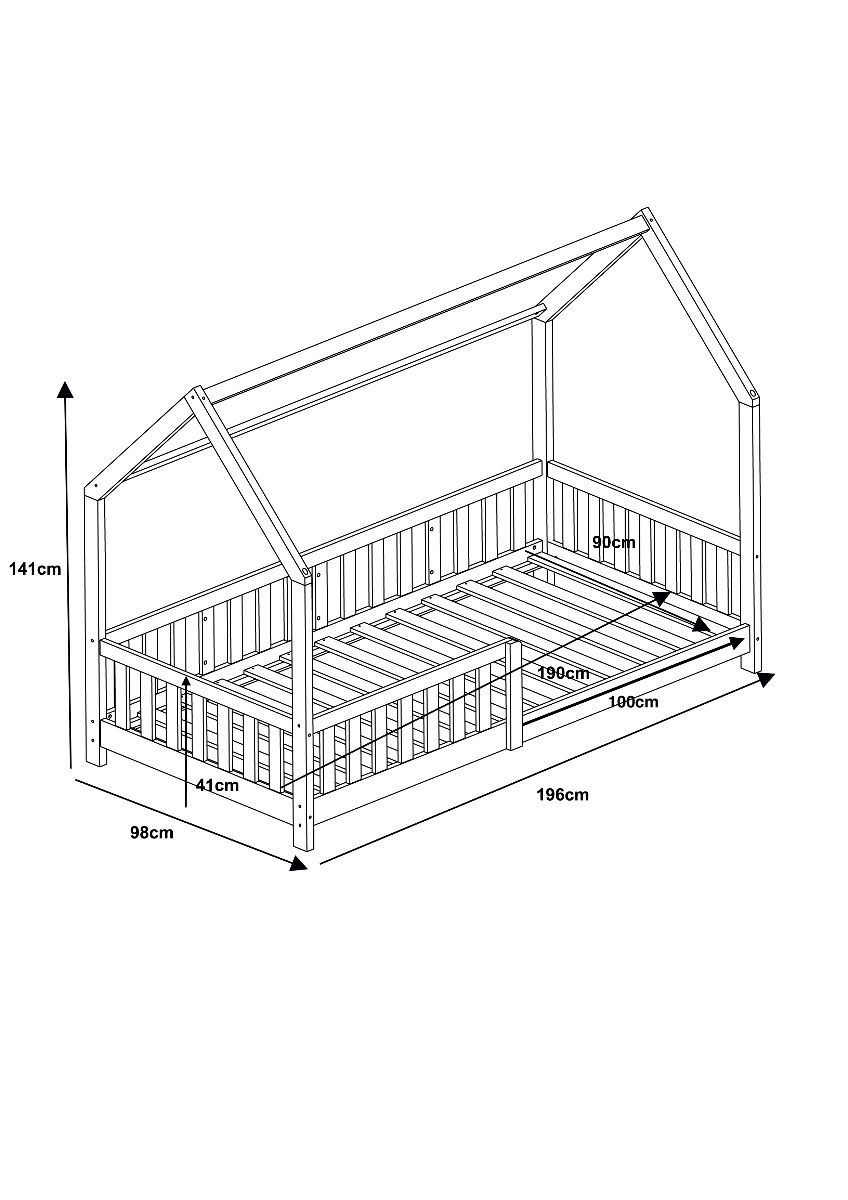 Kids Bunk Beds Freya White Wooden Play House Bed Dimensions-Better Bed Company