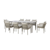 Maze Monaco Rope Weave 8 Seat Rectangular Dining Set Grey-Better Bed Company