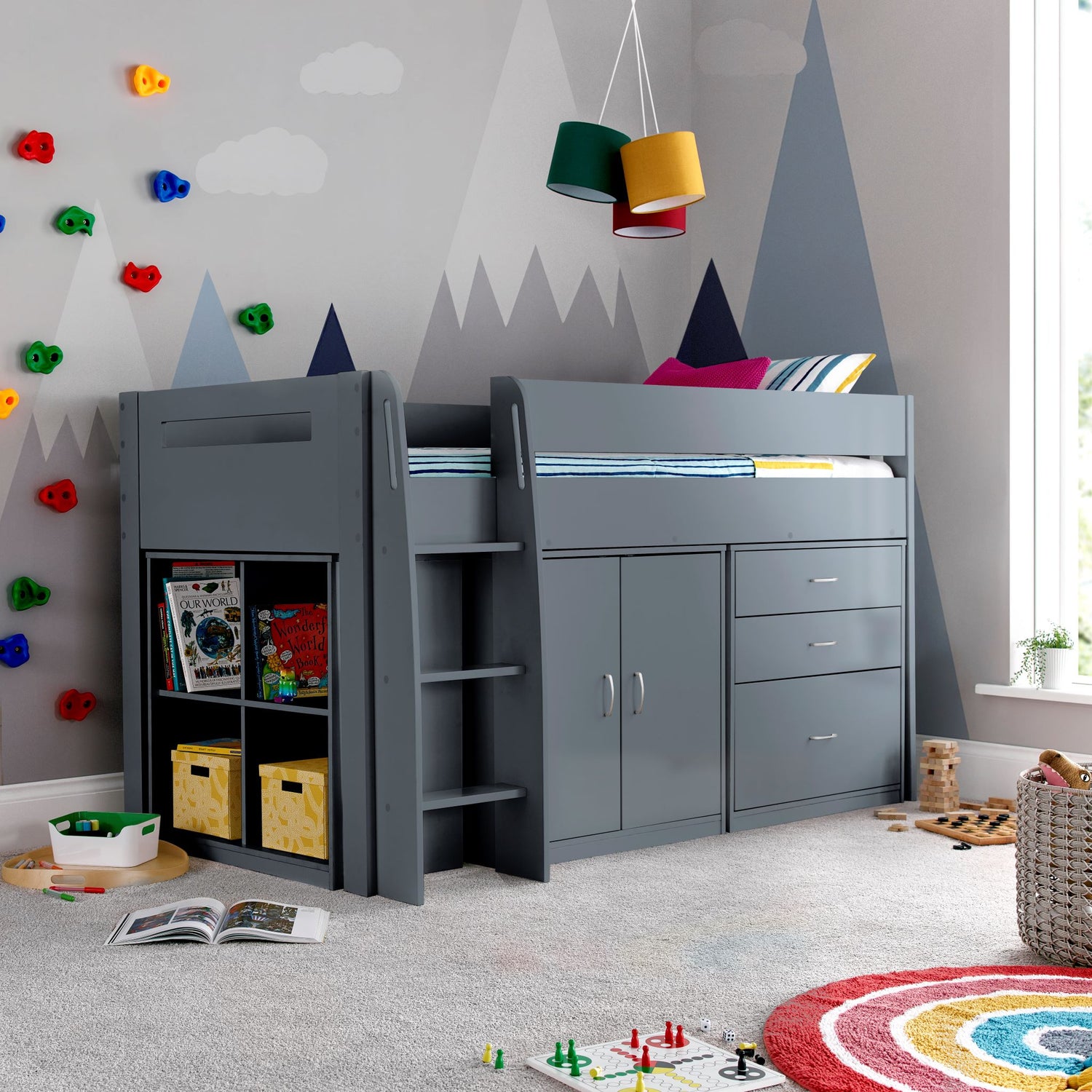Bedmaster Lacy Midsleeper Bed Grey From Side-Better Bed Company