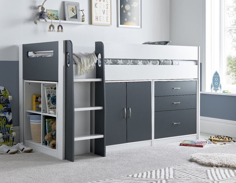 Bedmaster Lacy Midsleeper Bed Grey and White-Better Bed Company