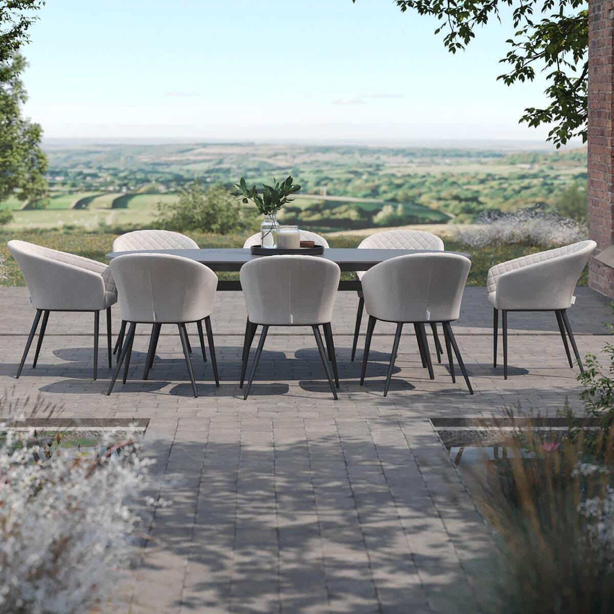 Maze Ambition 8 Seat Oval Dining Set Oatmeal-Better Bed Company
