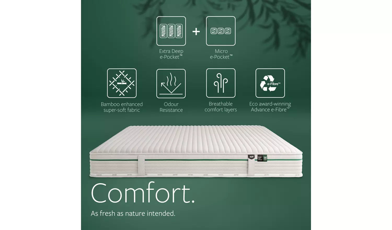 Jay-Be® Natural Fresh Bamboo Hybrid 2000 e-Pocket™ mattress Comfort Details-Better Bed Company