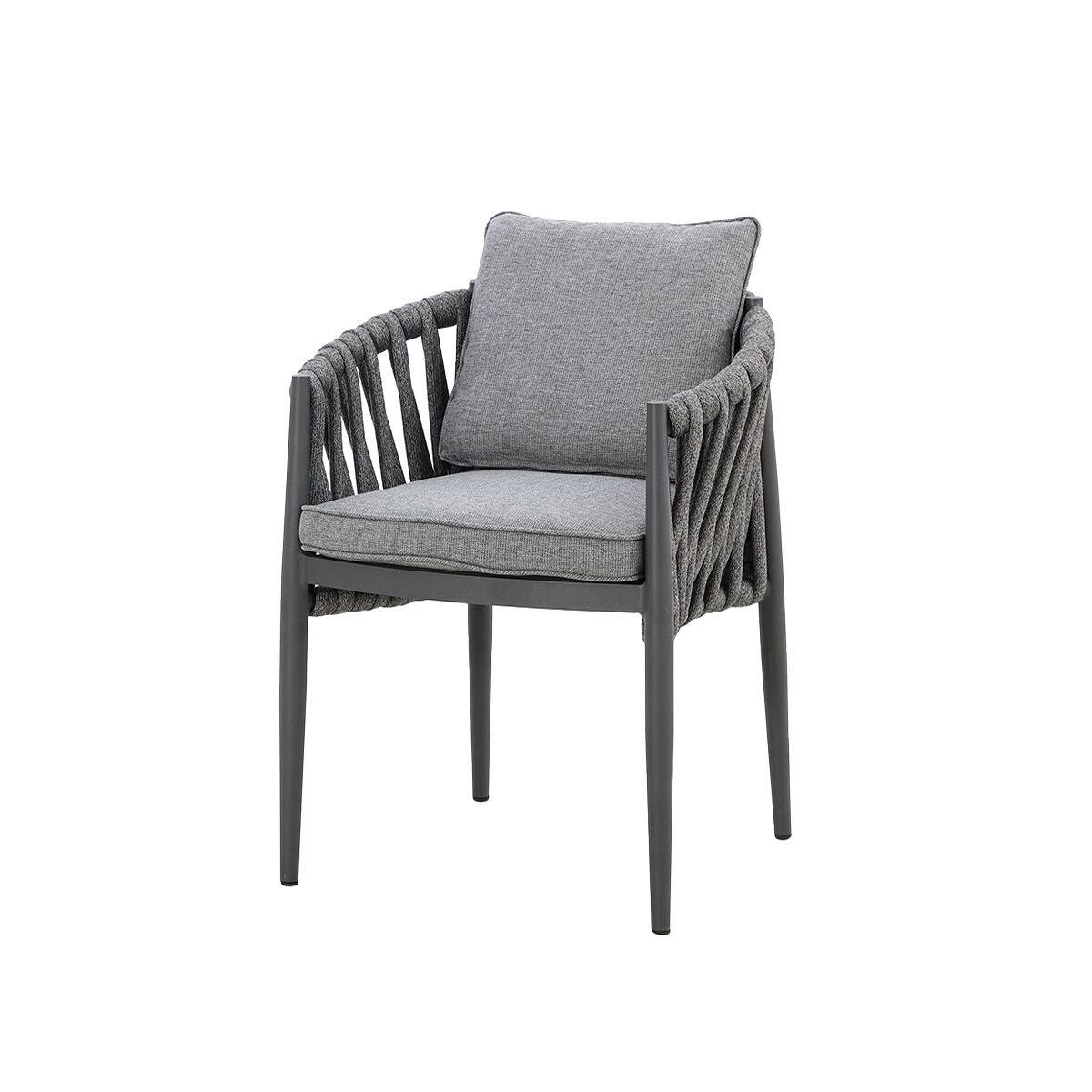 Maze Milan Rope Weave Pair of Dining Chairs Charcoal-Better Bed Company