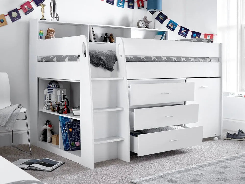 Bedmaster Ersa Midsleeper Bed White Storage Drawers-Better Bed Company
