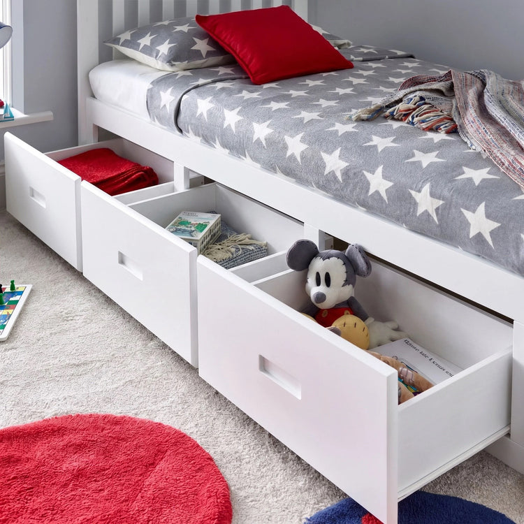 Bedmaster Quest Wooden 3 Drawer Bed Inside Drawers White-Better Bed Company